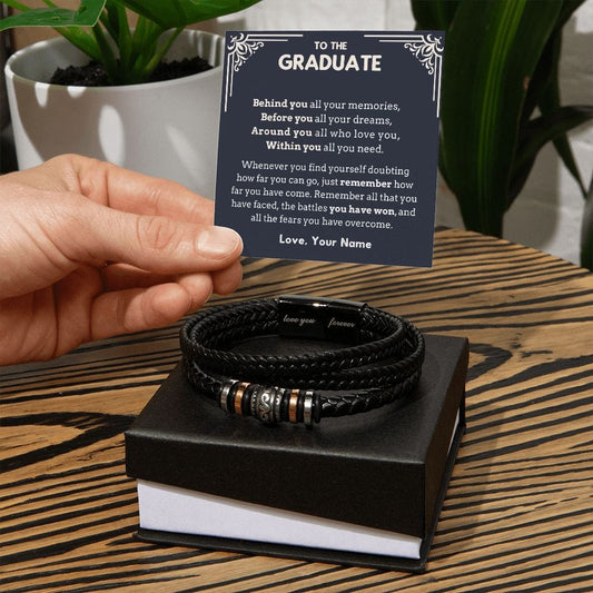 Gift for son from Mom, Dad, Vegan Leather Bracelet, Graduation Gift for  best friend