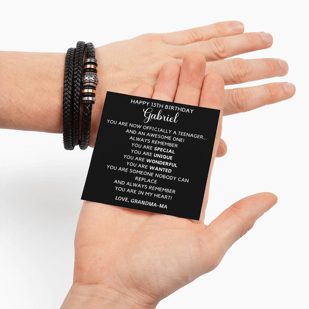 Personalized Grandson Birthday Bracelet