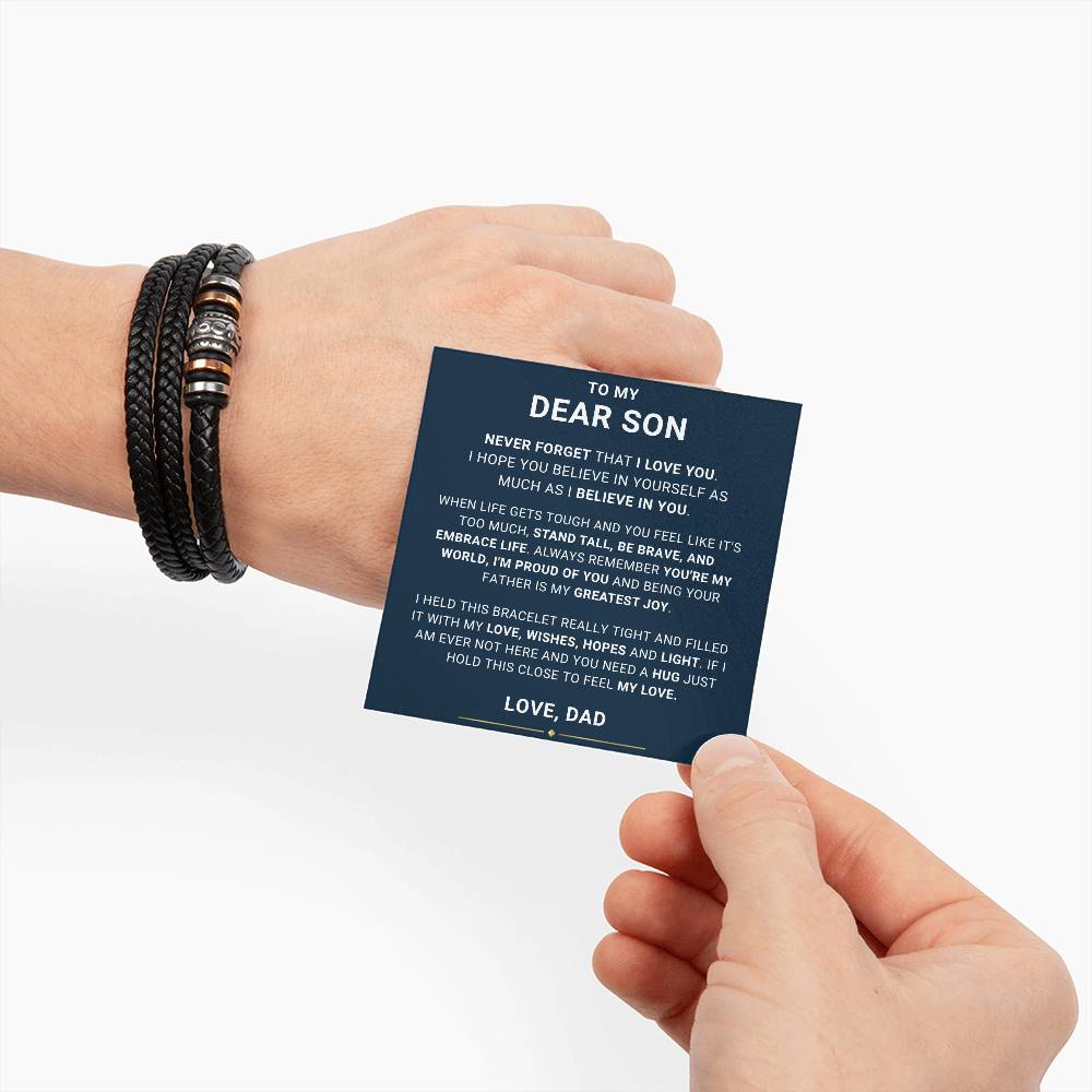Gift  for Son from Dad Vegan Leather Bracelet, Teenage Birthday Gift Ideas, 16th Birthday Gift for Son, Gift for adult Son