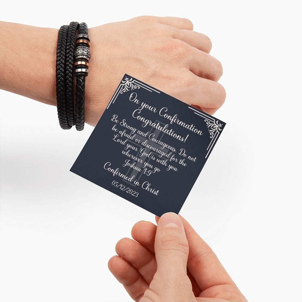 Confirmation Gift for Teenage Boy - Vegan Leather Bracelet - Catholic Gift of the holy Spirit