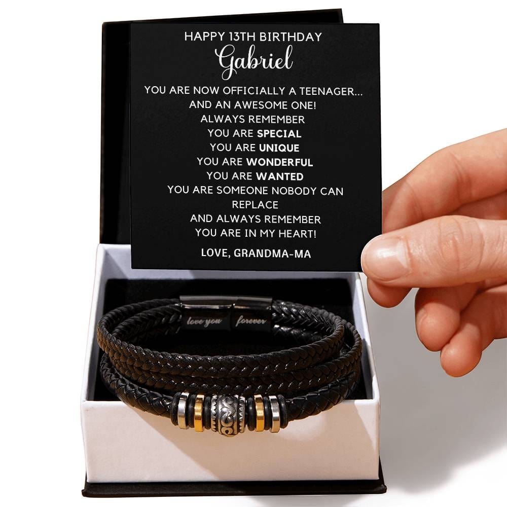 Personalized Grandson Birthday Bracelet