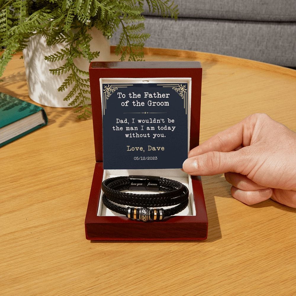 Father of the Groom Gift from Groom, Vegan Leather Bracelet for Dad, Best Dad Ever