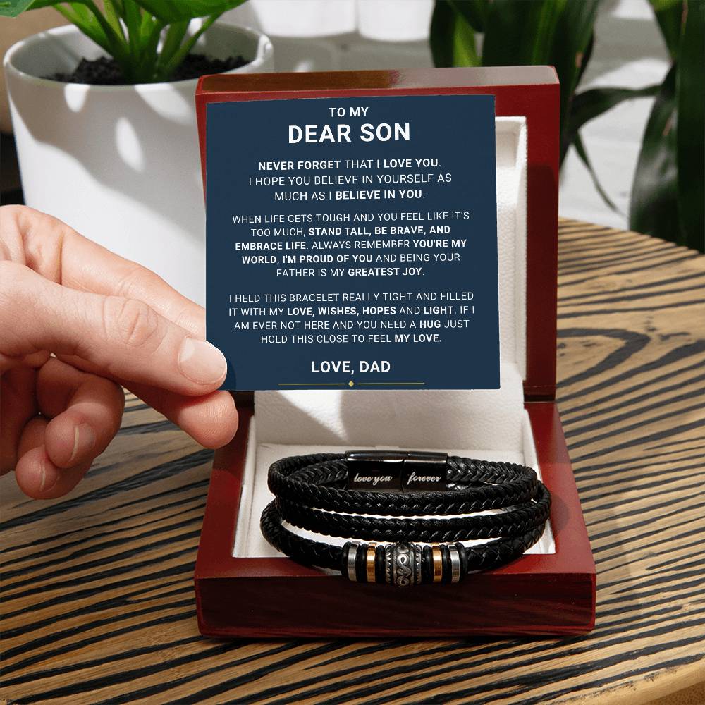 Gift  for Son from Dad Vegan Leather Bracelet, Teenage Birthday Gift Ideas, 16th Birthday Gift for Son, Gift for adult Son