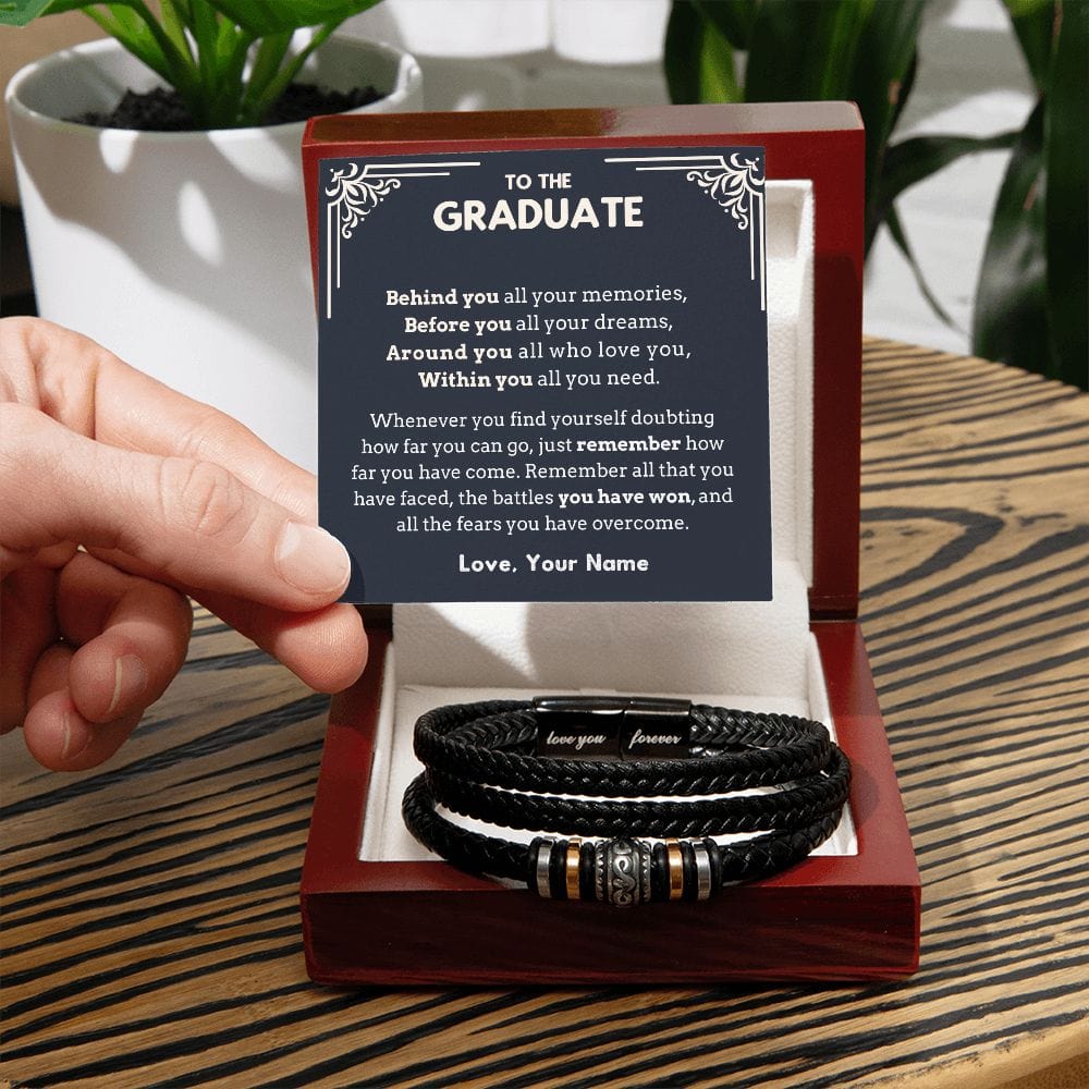 Gift for son from Mom, Dad, Vegan Leather Bracelet, Graduation Gift for  best friend