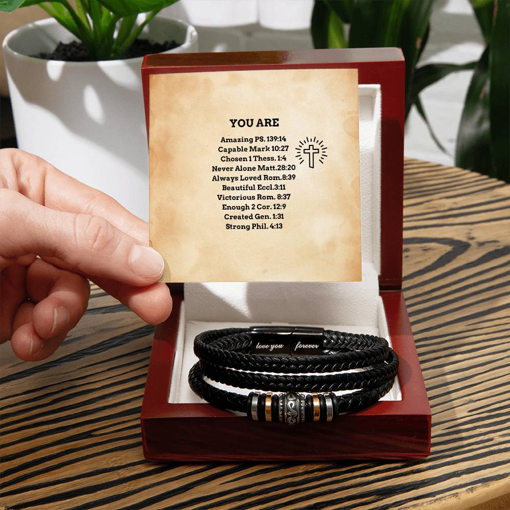 Bible Verse Men's Vegan Leather bracelet, Confirmation Gift, Baptism Christening gift for him