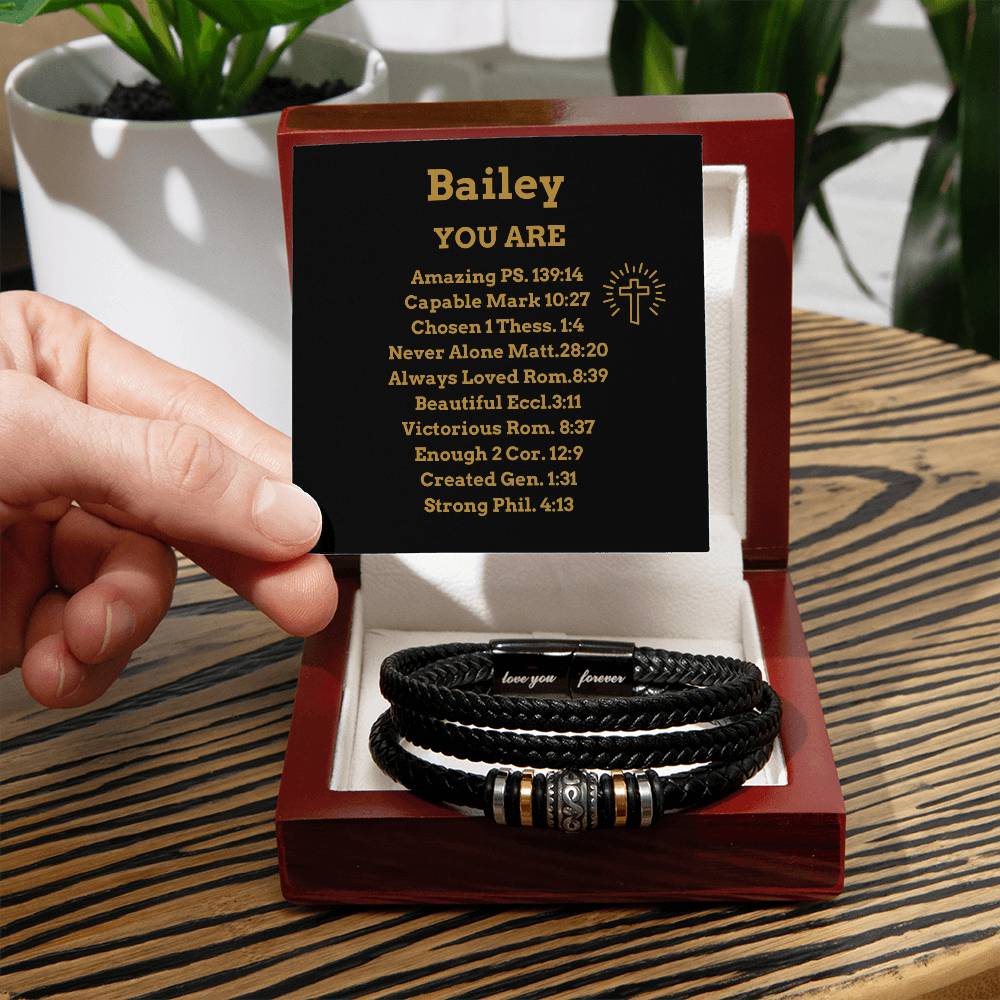 Personalized Motivational christian gifts for men,Bible verse vegan leather mens bracelet,Trendy christian bracelet, Christian Gifts teenage boys Baptism