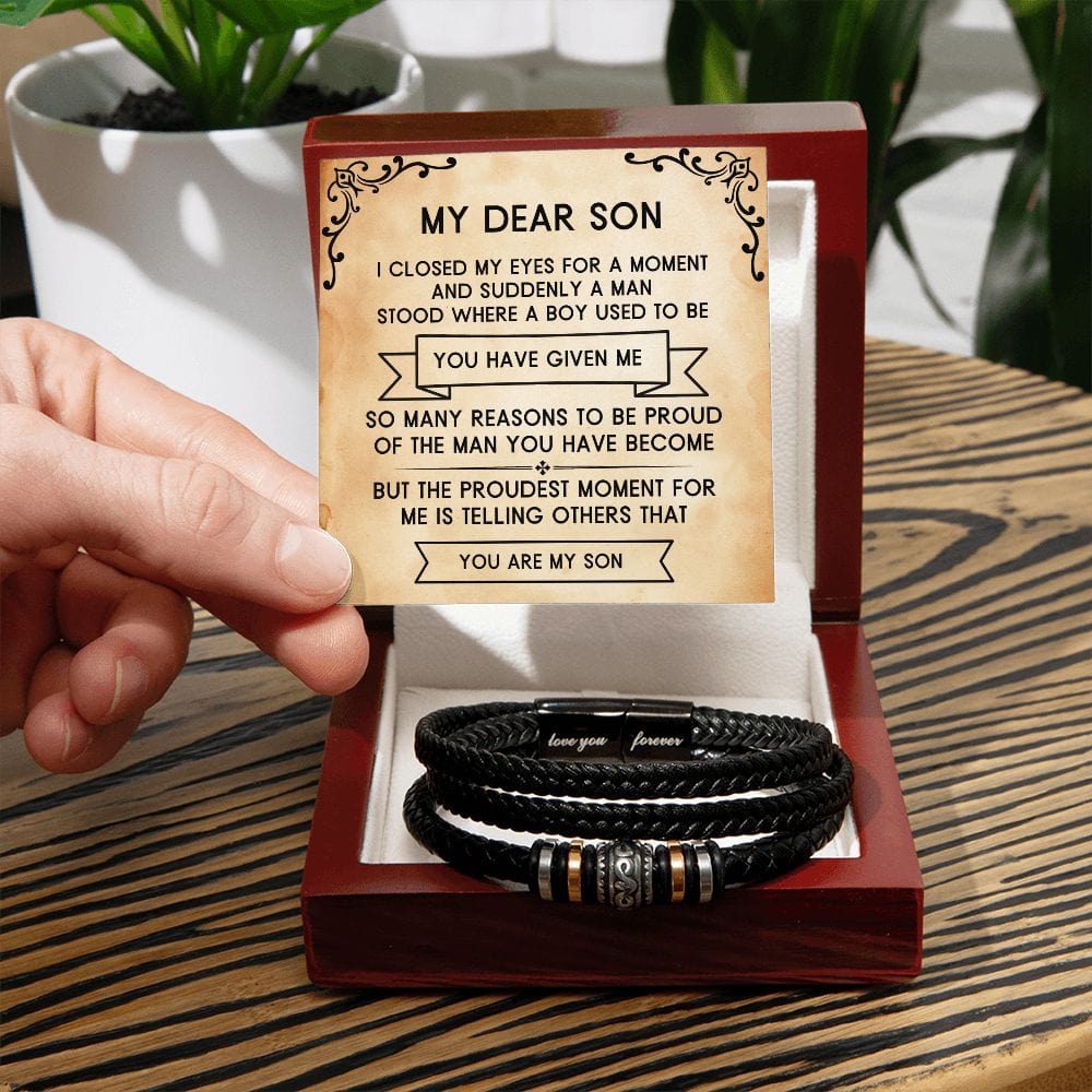 Gift for Son from Mom, Vegan Leather bracelet, Graduation Gift for Son From Dad, Birthday Gift