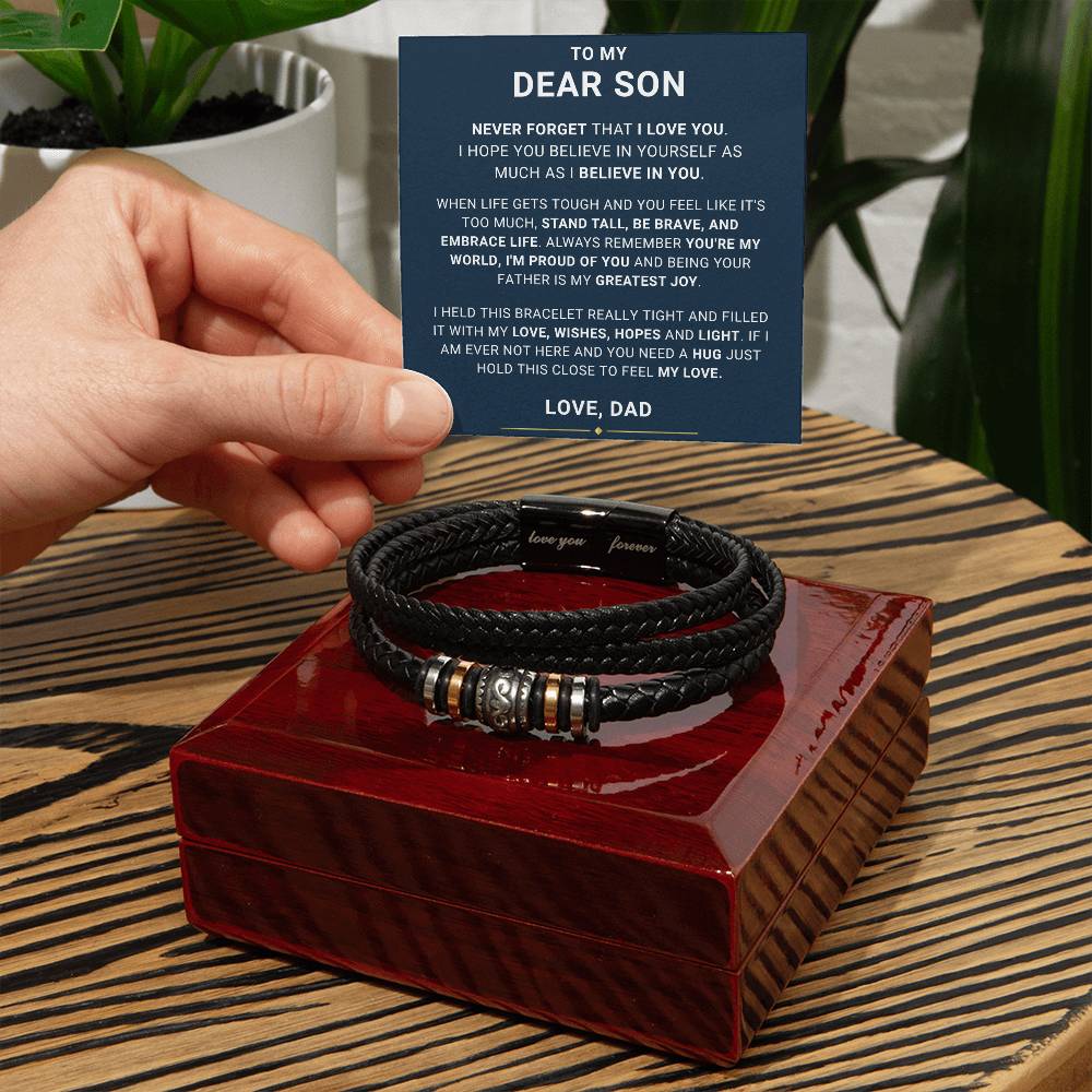 Gift  for Son from Dad Vegan Leather Bracelet, Teenage Birthday Gift Ideas, 16th Birthday Gift for Son, Gift for adult Son