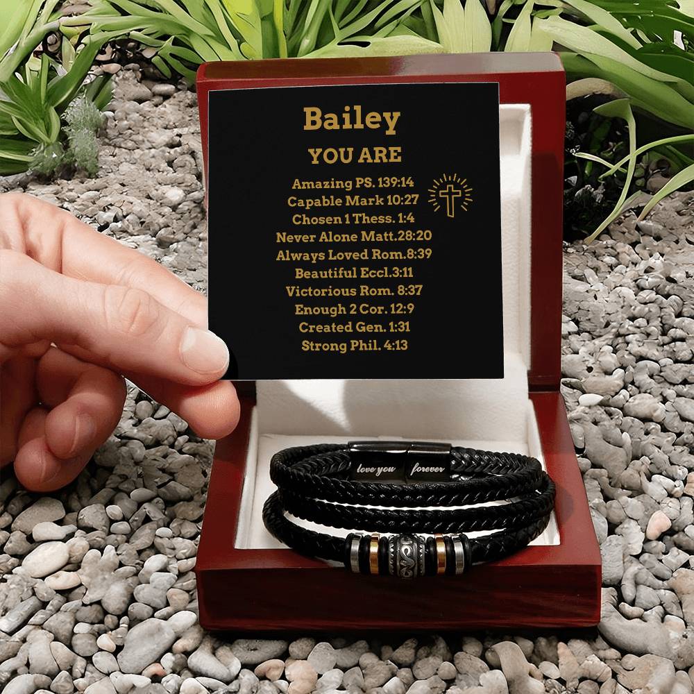Personalized Motivational christian gifts for men,Bible verse vegan leather mens bracelet,Trendy christian bracelet, Christian Gifts teenage boys Baptism