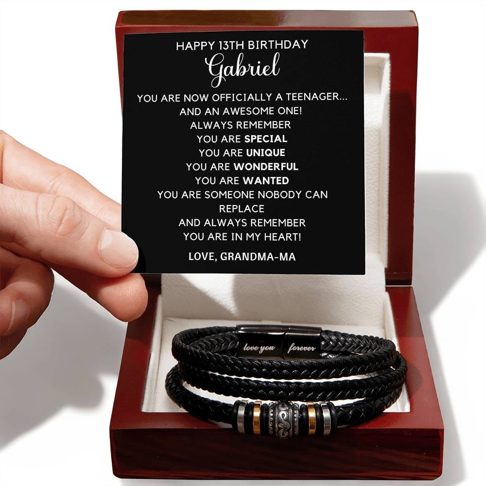 Personalized Grandson Birthday Bracelet