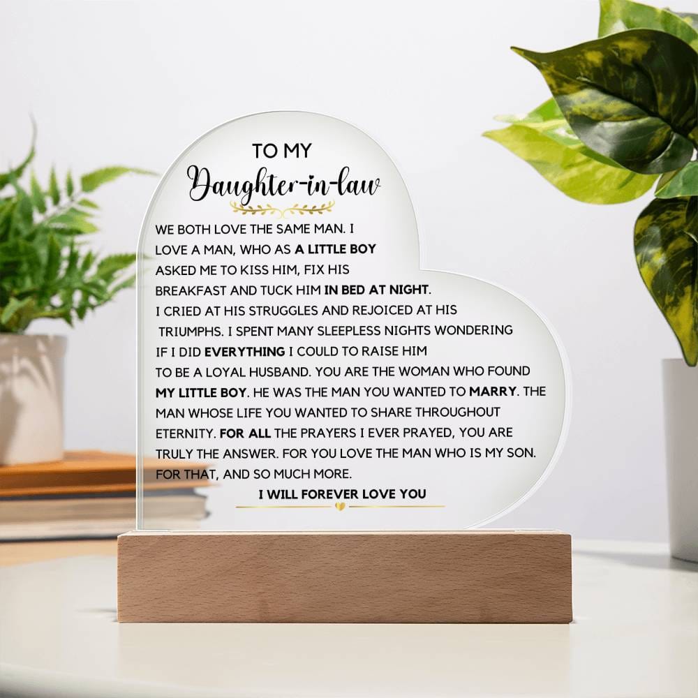 Daughter in law gift from in laws, Acrylic plaque Christmas Gift Birthday Gift