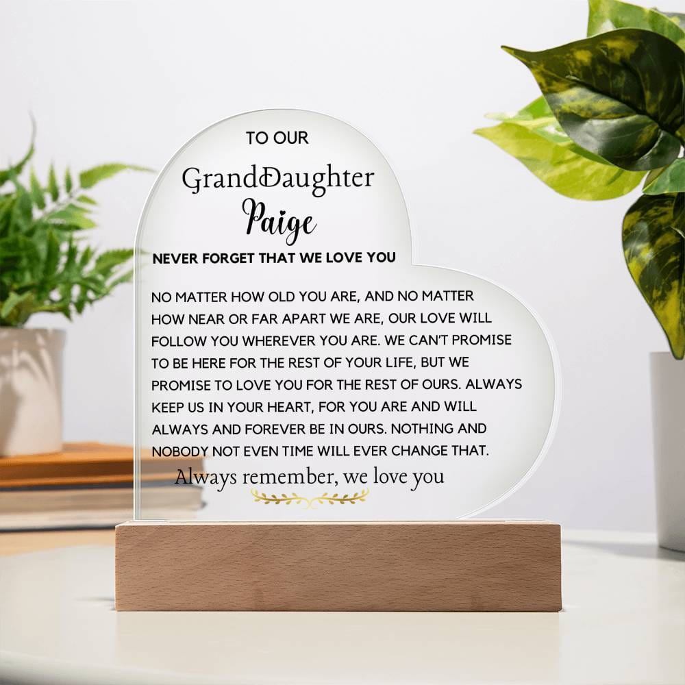 To My Granddaughter Acrylic Plaque, Gift for Birthday, Christmas