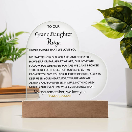To My Granddaughter Acrylic Plaque, Gift for Birthday, Christmas