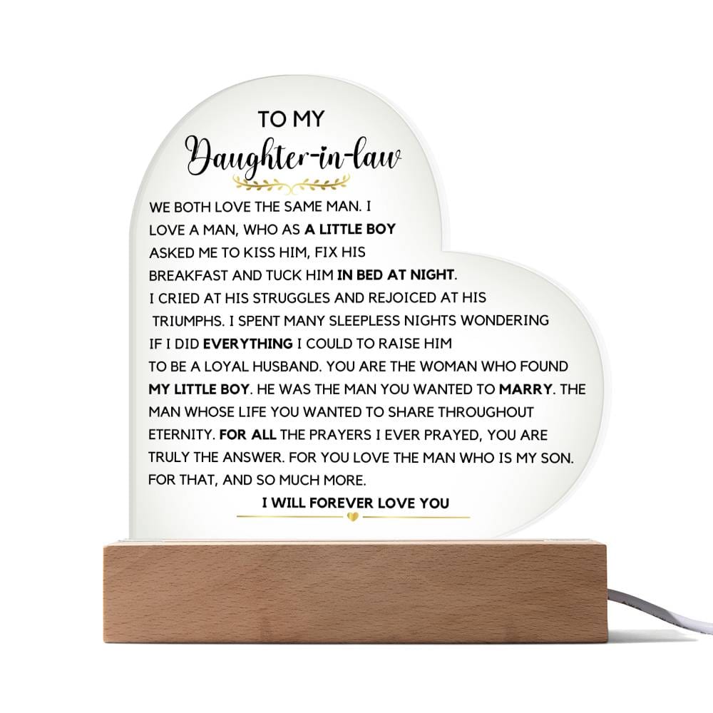Daughter in law gift from in laws, Acrylic plaque Christmas Gift Birthday Gift