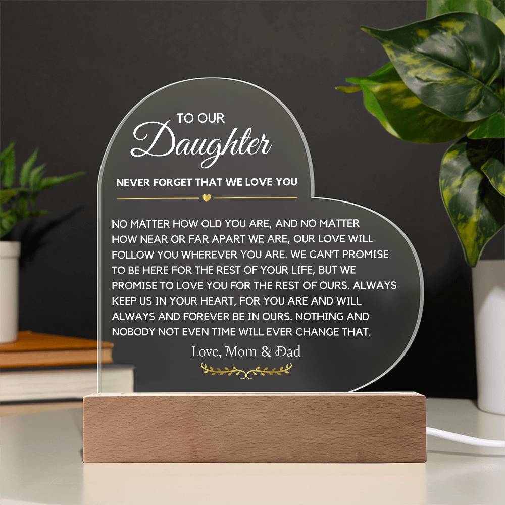 Letter to our Daughter From Mom & Dad Heart LED Acrylic