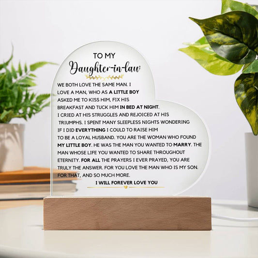 Daughter in law gift from in laws, Acrylic plaque Christmas Gift Birthday Gift