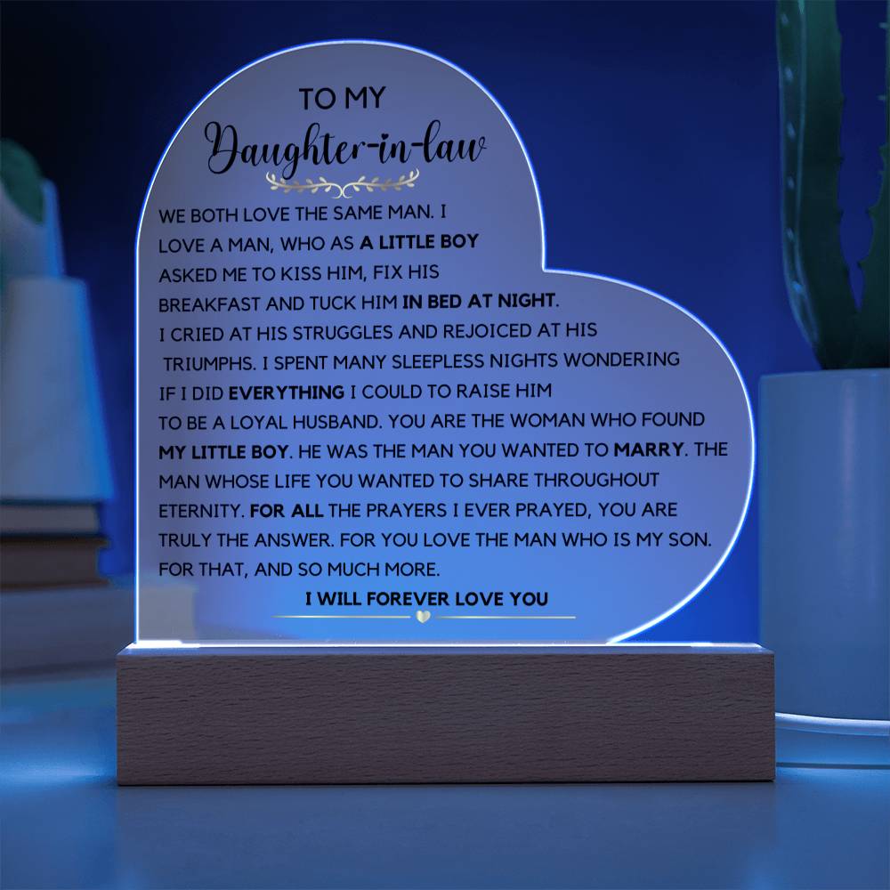 Daughter in law gift from in laws, Acrylic plaque Christmas Gift Birthday Gift