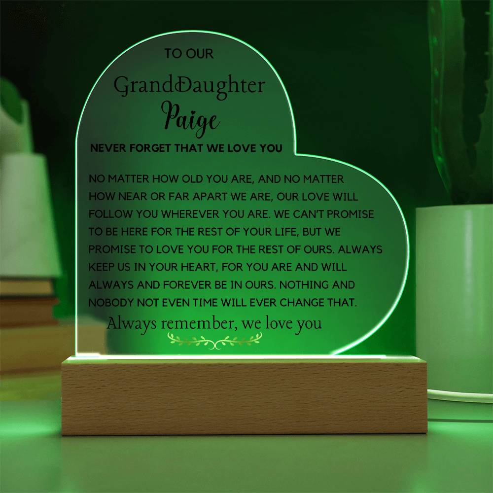 Personalized Granddaughter Heart Acrylic Gift from Grandpa or Grandma