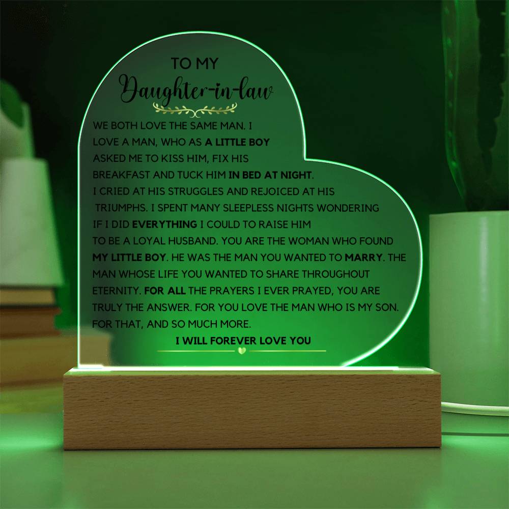 Daughter in law gift from in laws, Acrylic plaque Christmas Gift Birthday Gift