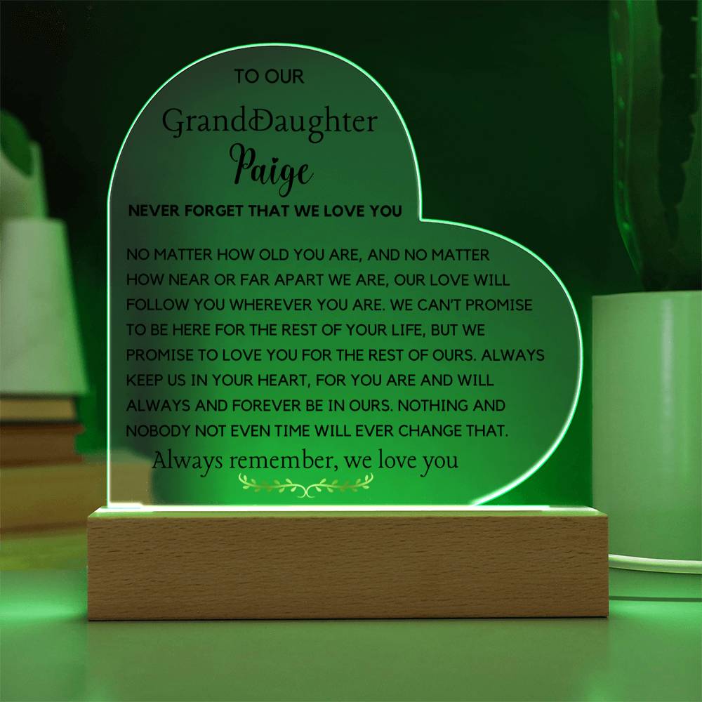 To My Granddaughter Acrylic Plaque, Gift for Birthday, Christmas
