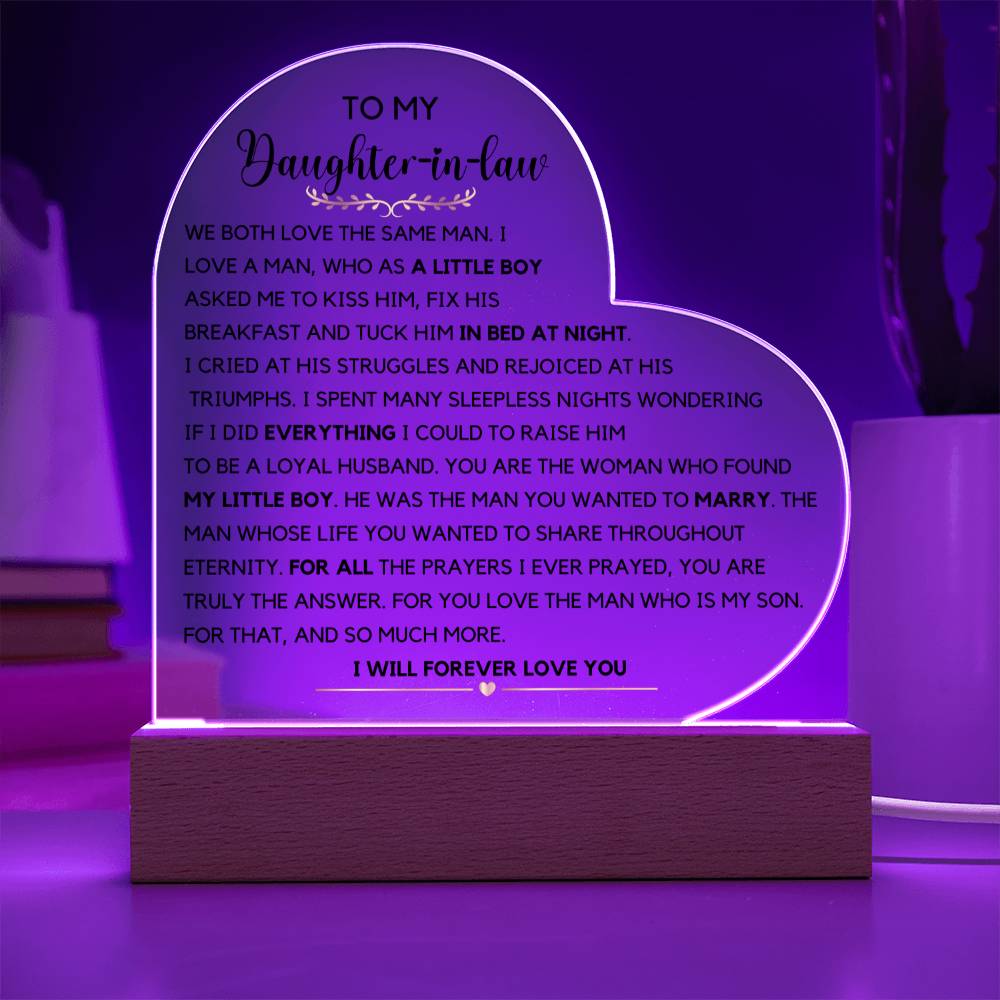 Daughter in law gift from in laws, Acrylic plaque Christmas Gift Birthday Gift