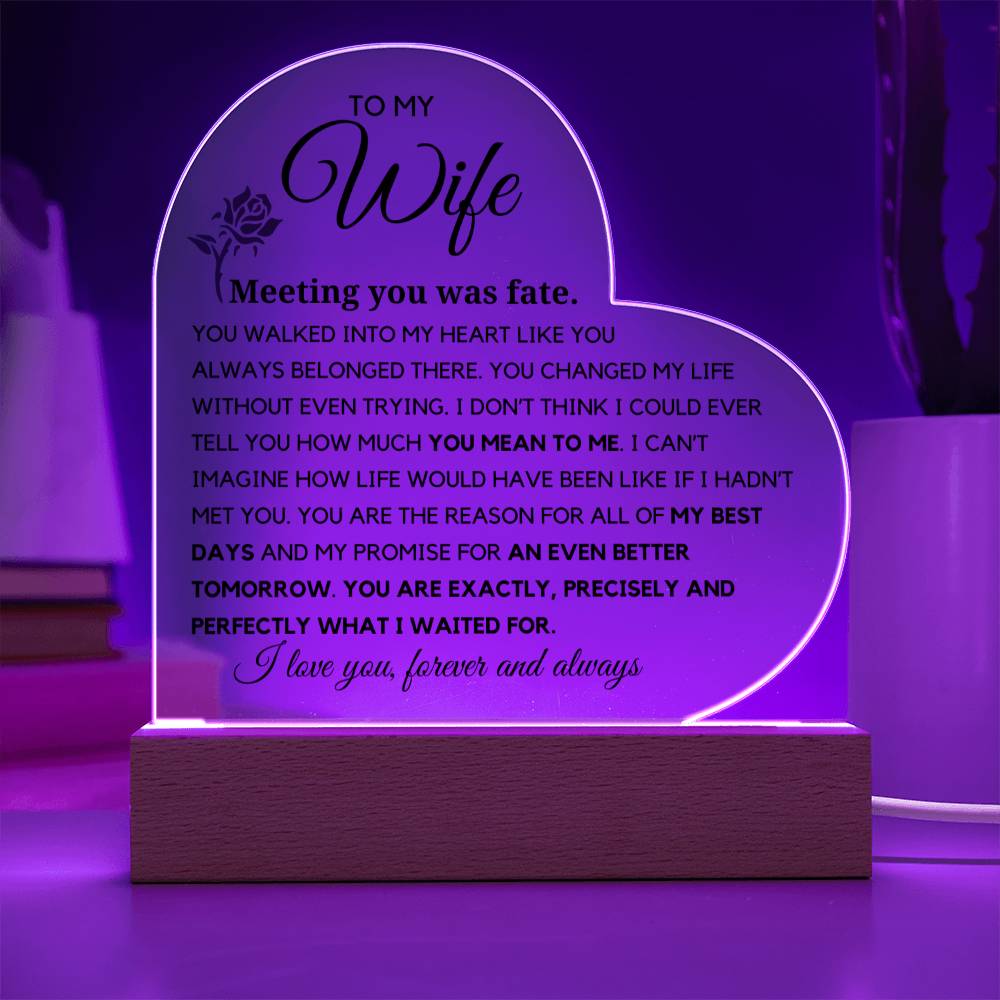 To my Wife- Meeting you was fate Acrylic Plaque