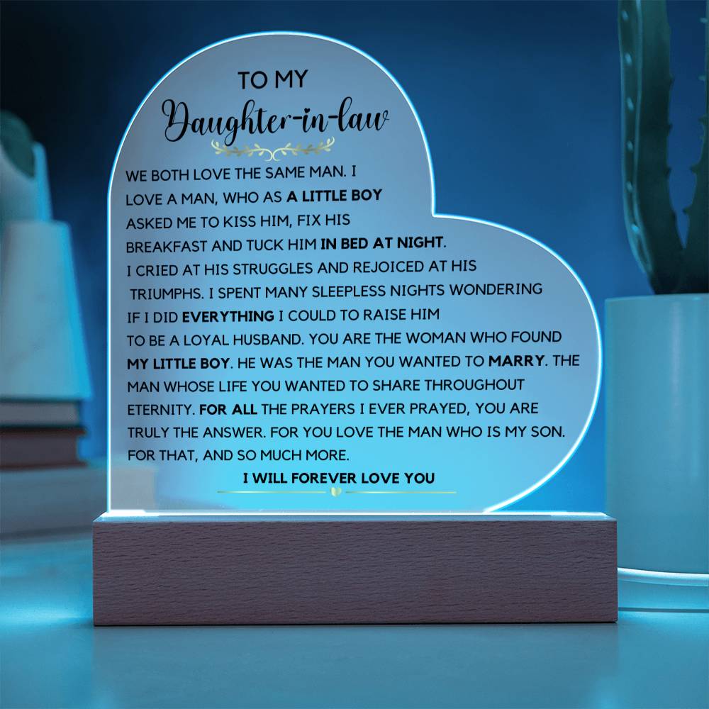 Daughter in law gift from in laws, Acrylic plaque Christmas Gift Birthday Gift