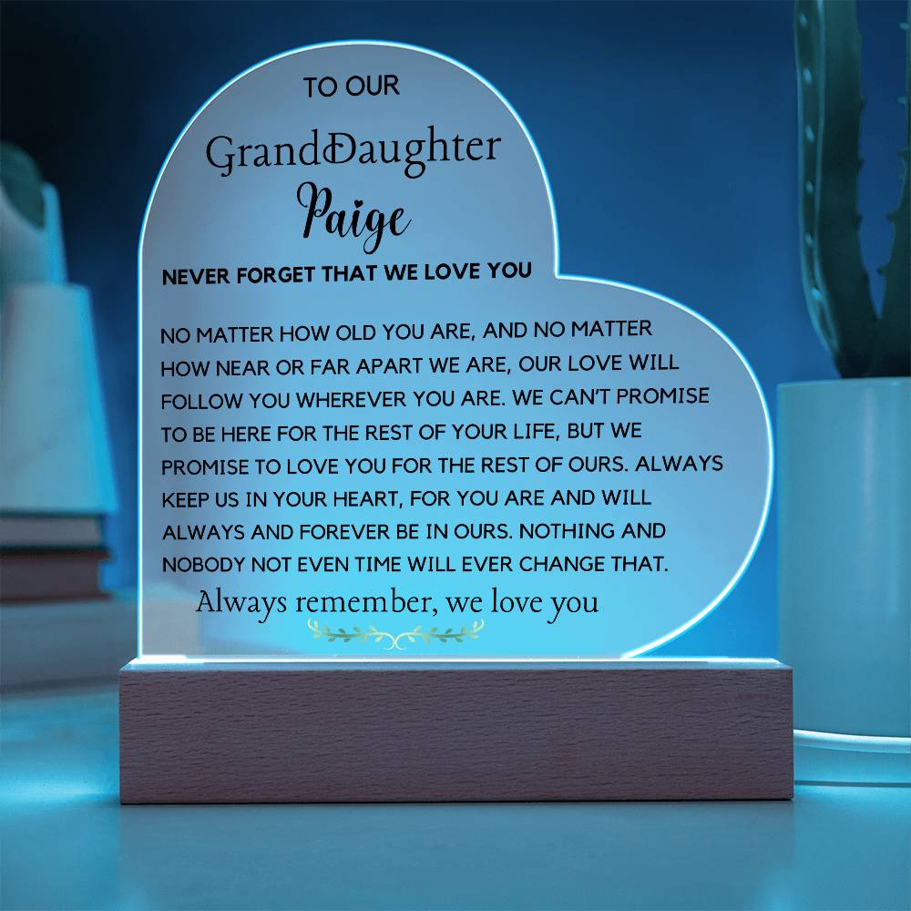 Personalized Granddaughter Heart Acrylic Gift from Grandpa or Grandma