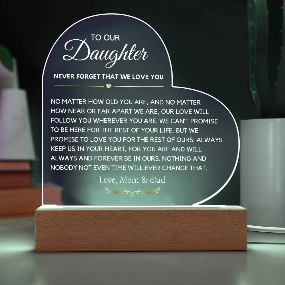 Letter to our Daughter From Mom & Dad Heart LED Acrylic
