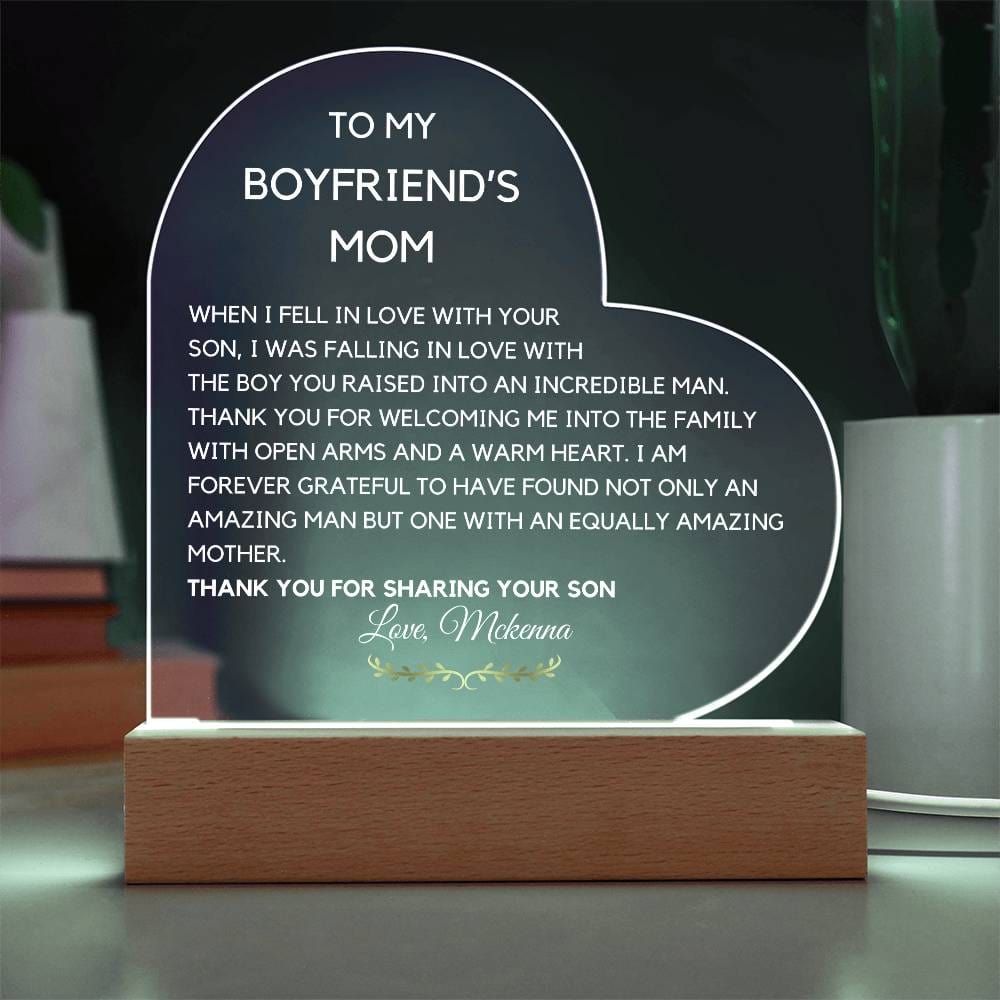 Boyfriend's mom acrylic plaque,Custom Christmas gift for boyfriend's mom, Personalized My boyfriends mother appreciation gifts