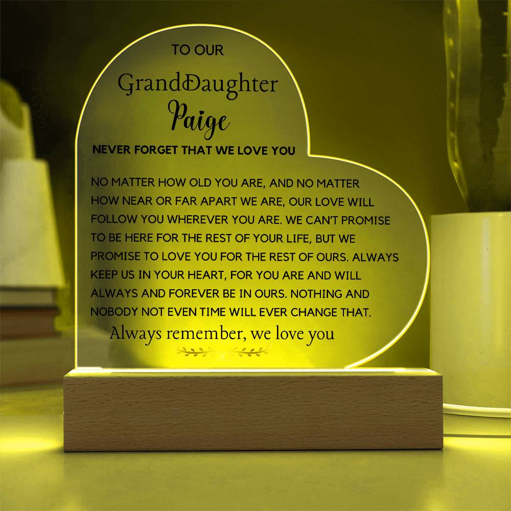 Personalized Granddaughter Heart Acrylic Gift from Grandpa or Grandma