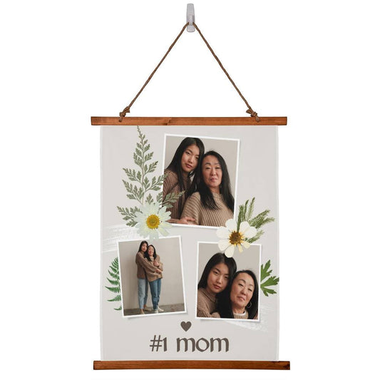 #1 Mom Wall Tapestry Photo Wall Art Gift for Mom On Mothers day Personalized Photo Art Gift for her Custom Birthday Gift