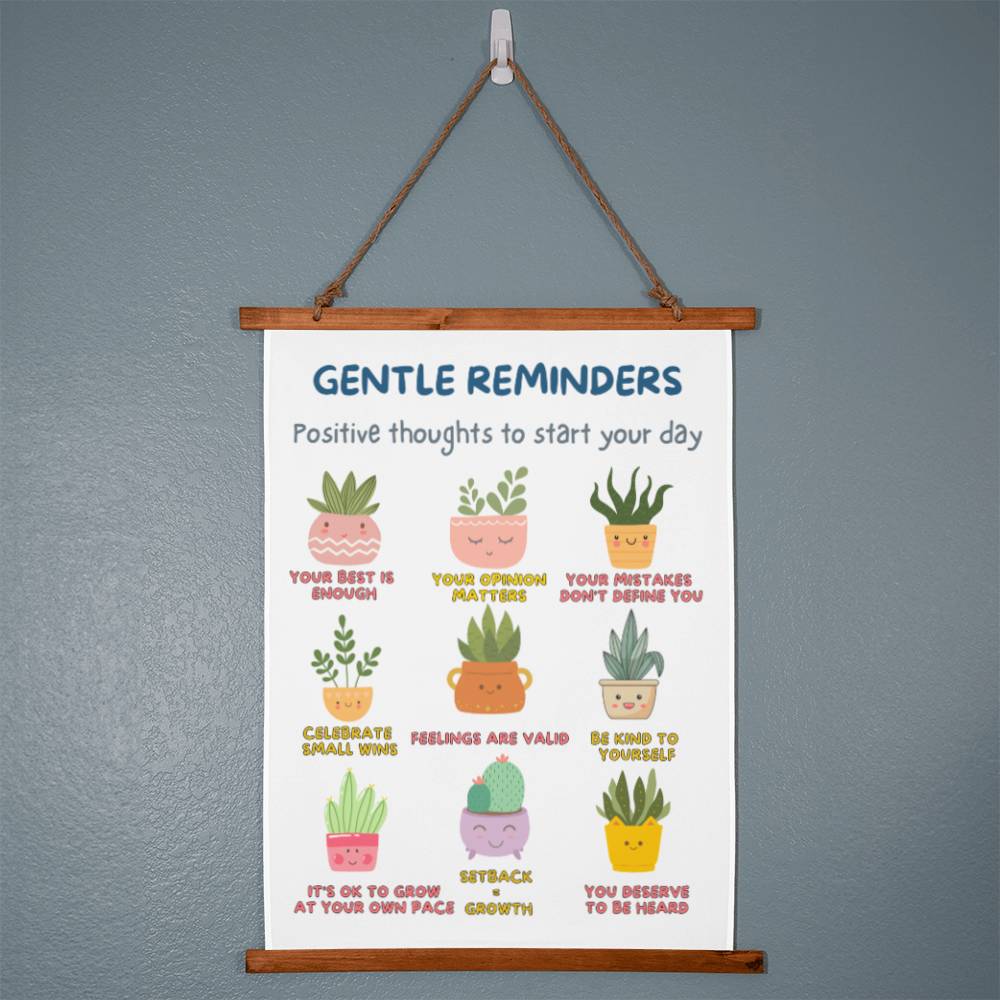 Gentle Reminders Wall Tapestry Mental health Art Self love reminders Self compassion Daily Motivation Therapist Decor