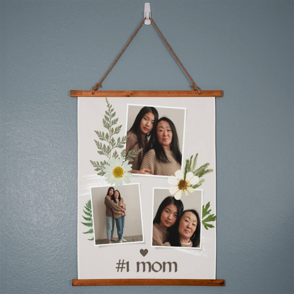 #1 Mom Wall Tapestry Photo Wall Art Gift for Mom On Mothers day Personalized Photo Art Gift for her Custom Birthday Gift