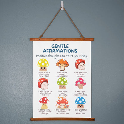 Gentle Reminders Wall Tapestry Mental health Art Self love reminders Self compassion Daily Motivation Therapist Decor Kid's room wall art