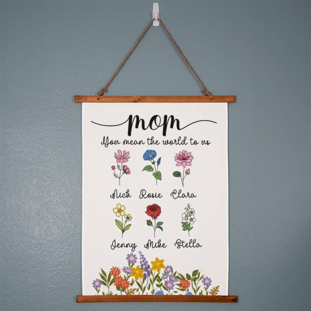 Personalized Birthflower Mom Wall Tapestry Birth Flower gift for mom  Mothers Day gift