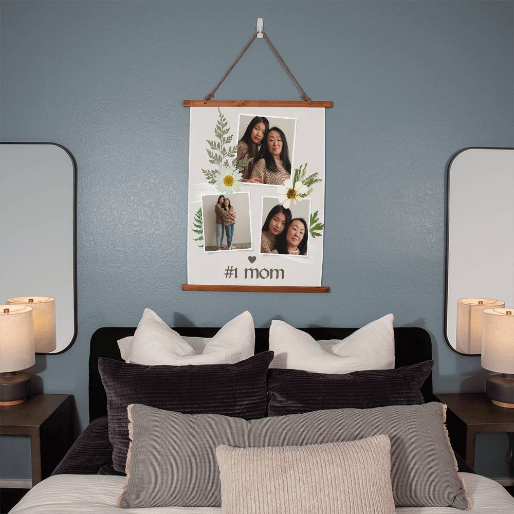 #1 Mom Wall Tapestry Photo Wall Art Gift for Mom On Mothers day Personalized Photo Art Gift for her Custom Birthday Gift