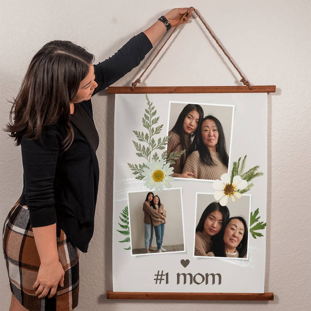 #1 Mom Wall Tapestry Photo Wall Art Gift for Mom On Mothers day Personalized Photo Art Gift for her Custom Birthday Gift