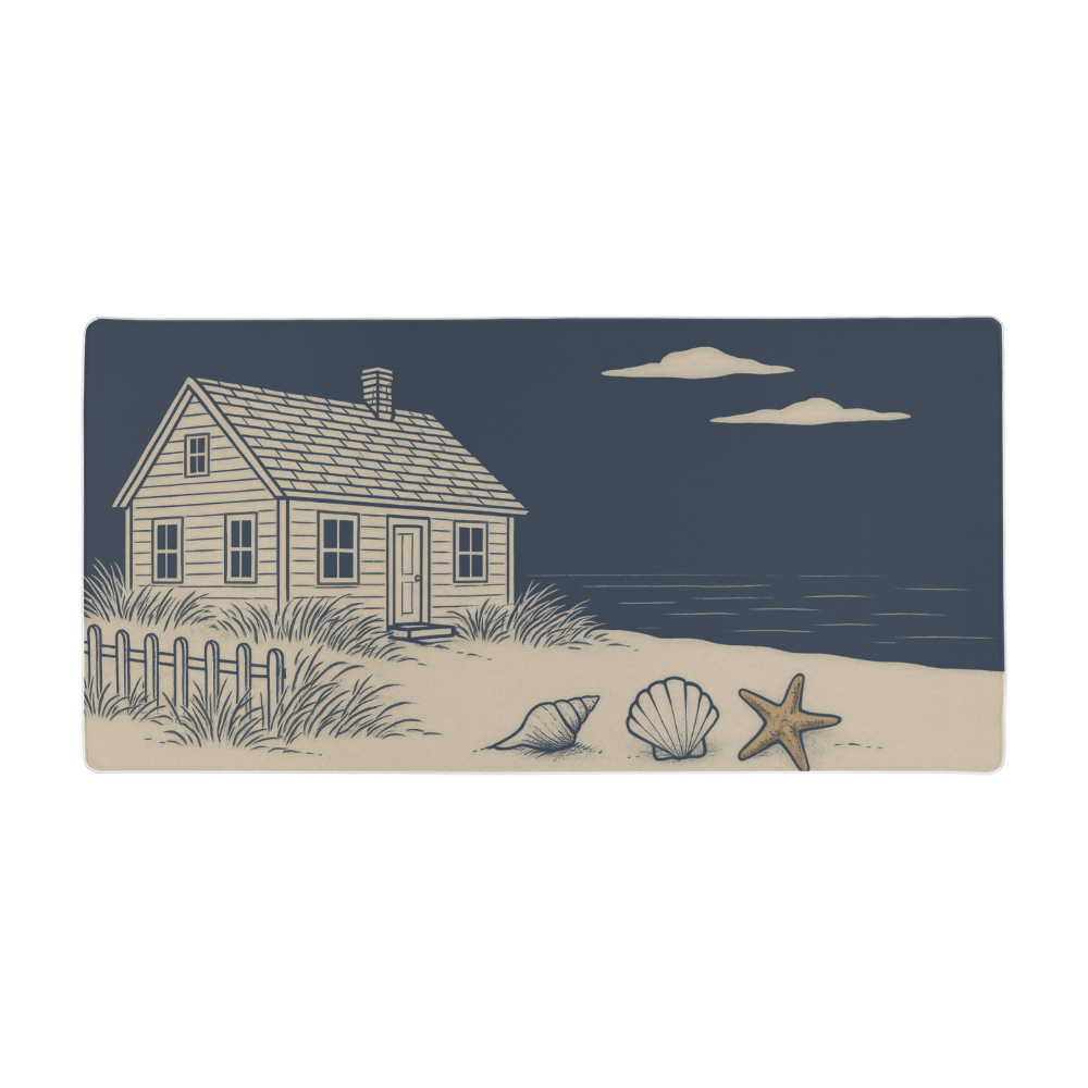 Cape cod beach house desk mat, Beach scene xl mouse pad, New england desk decor, Nautical aesthetic mousepad,Coastal landscape extended mouse pad