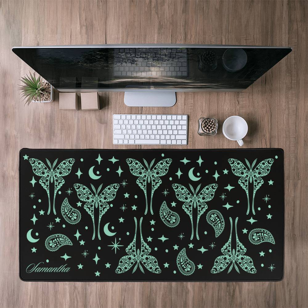 Custom Celestial Luna Moth Computer Desk Mat Mystical Luna Moth Mouse ...