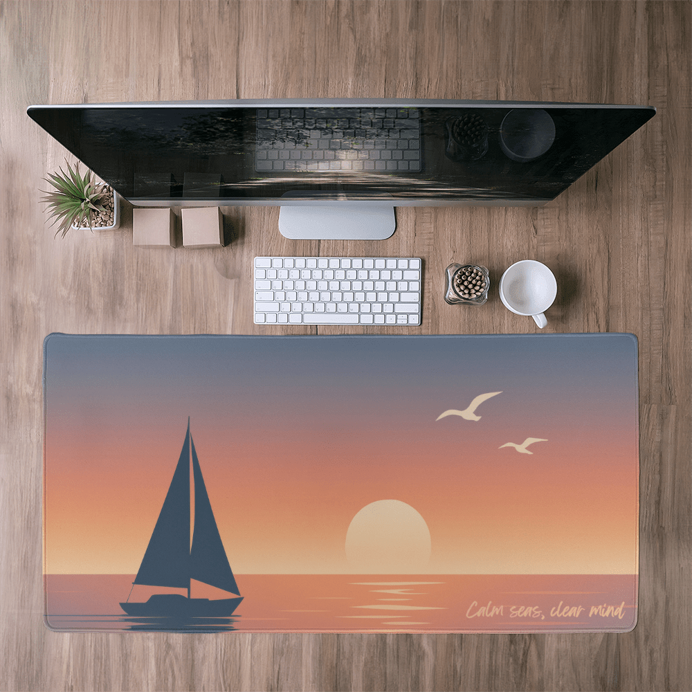 Sunset Desk Mat, Nautical Office Decor, Coastal Desk Pad,Aesthetic Beach Office Gift, Nature desk mat minimalist
