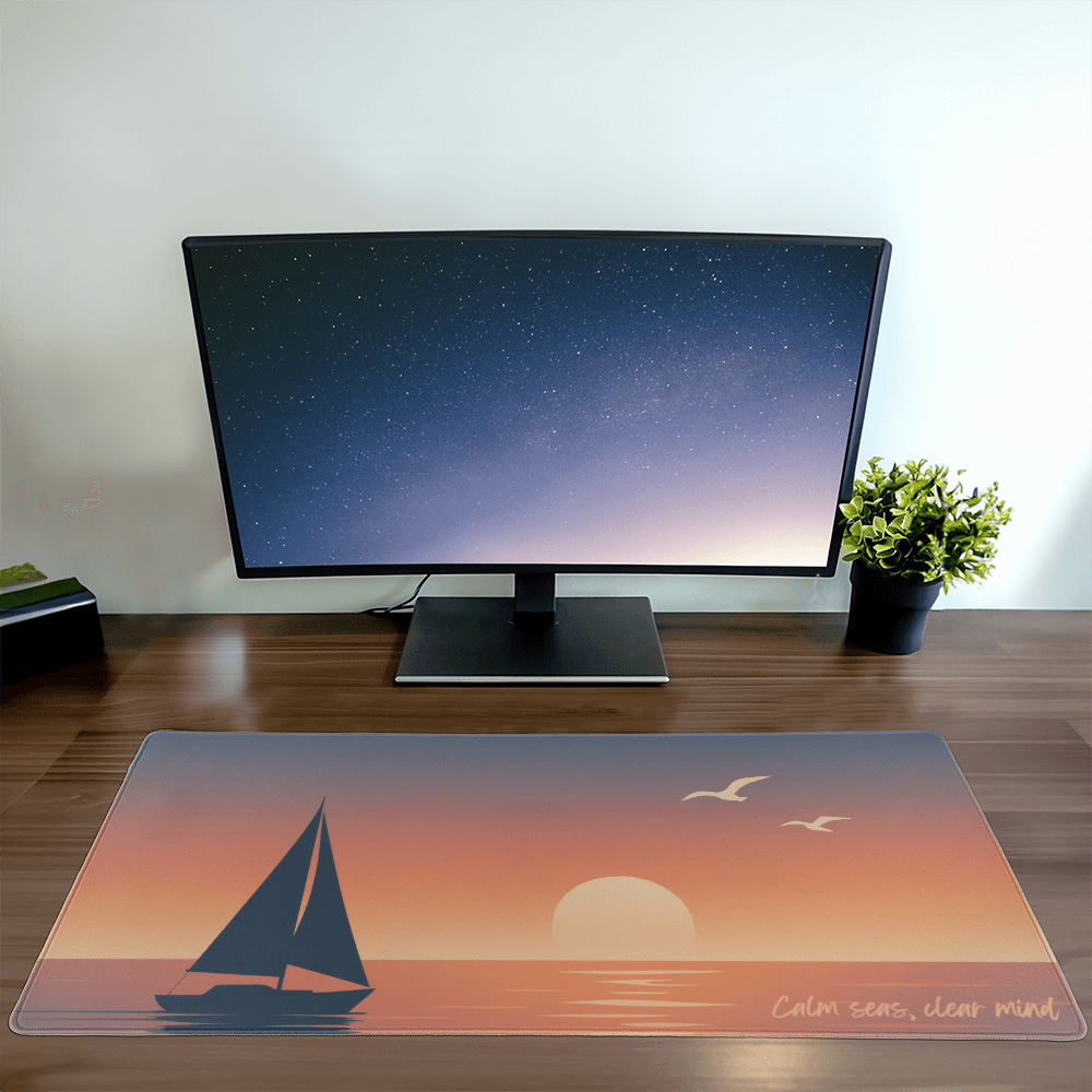 Sunset Desk Mat, Nautical Office Decor, Coastal Desk Pad,Aesthetic Beach Office Gift, Nature desk mat minimalist