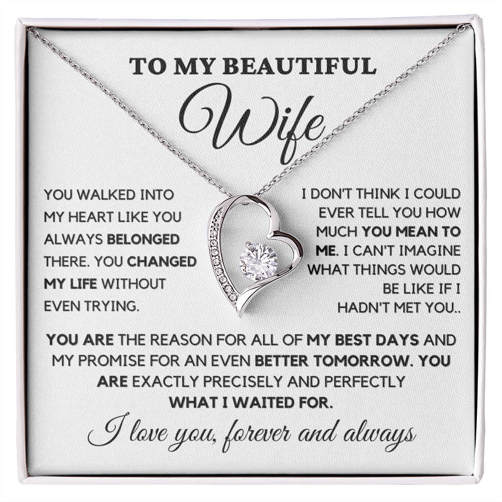 To my wife- Forever Love Necklace- You walked into my heart - MM-002