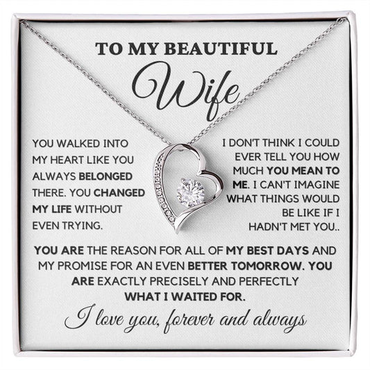 To my wife- Forever Love Necklace- You walked into my heart - MM-002
