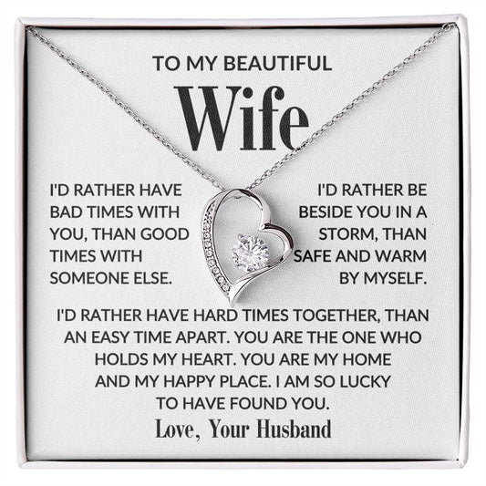 To My Wife- Lucky to Find you - Forever Love Necklace