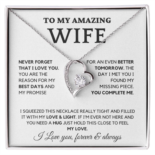 To My Wife- You Complete Me - Forever Love Necklace