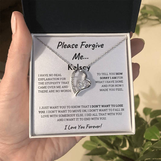 Please Forgive me Forever Love Necklace, Apology gift for her