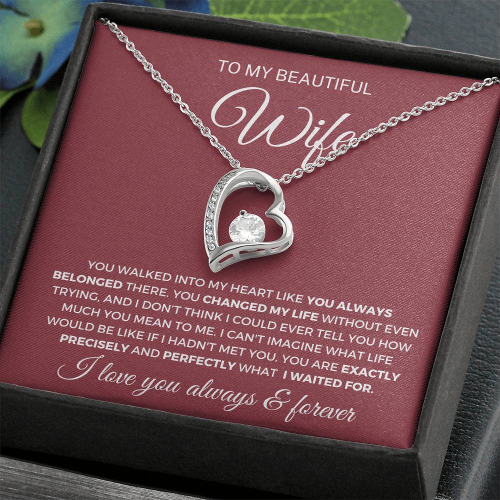 To my wife- Forever Love Necklace- You walked into my heart - MM-067