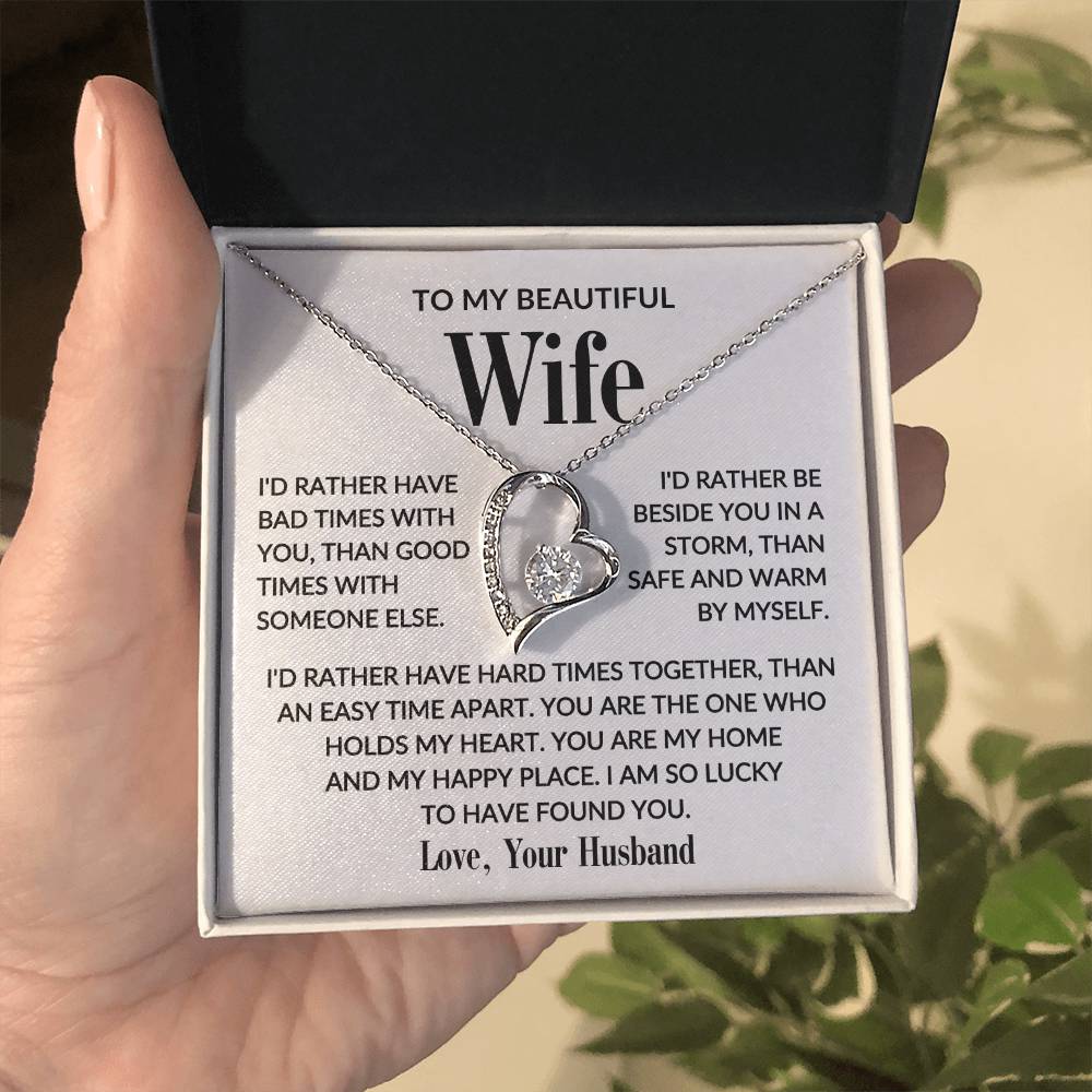 To My Wife- Lucky to Find you - Forever Love Necklace