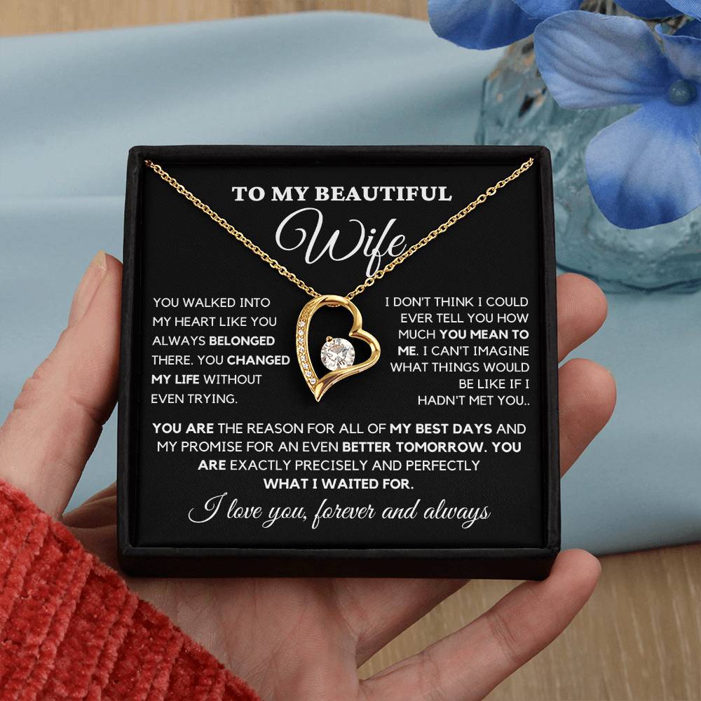To my Wife You are what I waited for- Forever Love Necklace